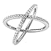 Metal Factory Sterling Silver 925 Cubic Zirconia CZ Criss Cross X Long Ring