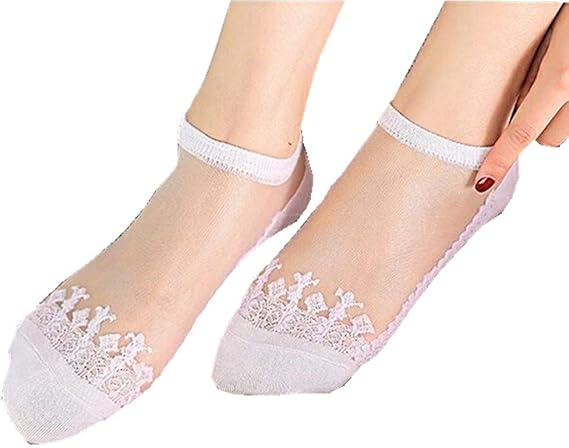 Amazon レディース フットカバー シースルー アンクルバンド ソックス パンプス ソックス 靴下 レース 脱げない 5足 セット 深履き 紫 並行輸入品 フットカバー スニーカーソックス 通販