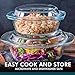 Glass Casserole Dish, Clear Glass Round Casserole Dish with Lid and Handles, 1 Quart Covered Bowl for Cooking, Baking, Serving, Microwave, Dishwasher, and Oven Safe Cookware