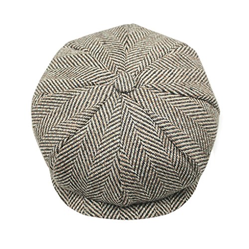 Classic 8 Panel Wool Tweed Newsboy Gatsby Ivy Cap Golf Cabbie Driving Hat Beret Cap - Thumbnail 6