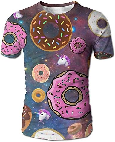 Nvthenpiaoliang Unicorn and Donut Men Fashion Casual Round Neck Short Sleeve