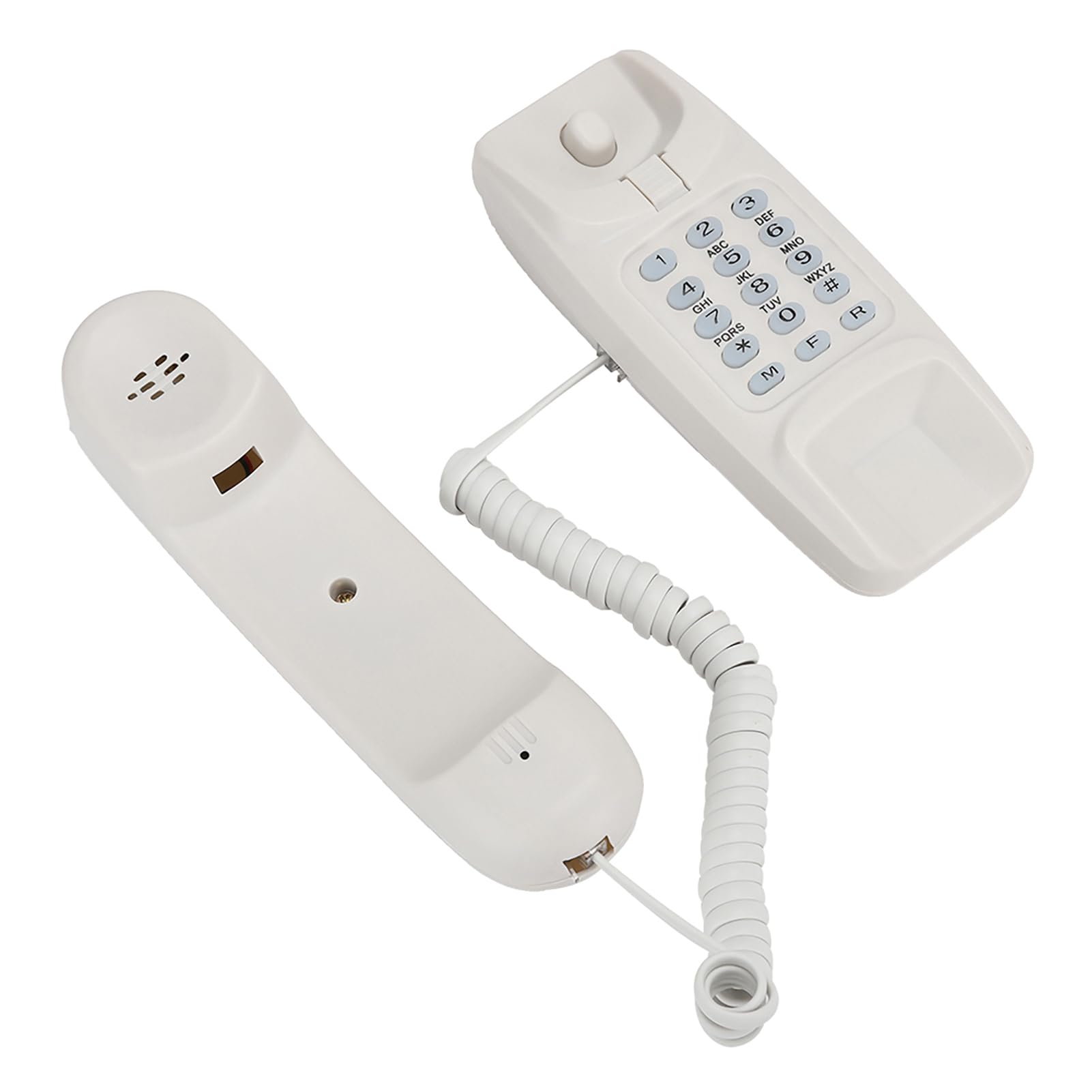 Wall Mount Corded Landline Phone UK RJ11 Wired Telephone with Flash Mute Redial Function for Home Office Use White