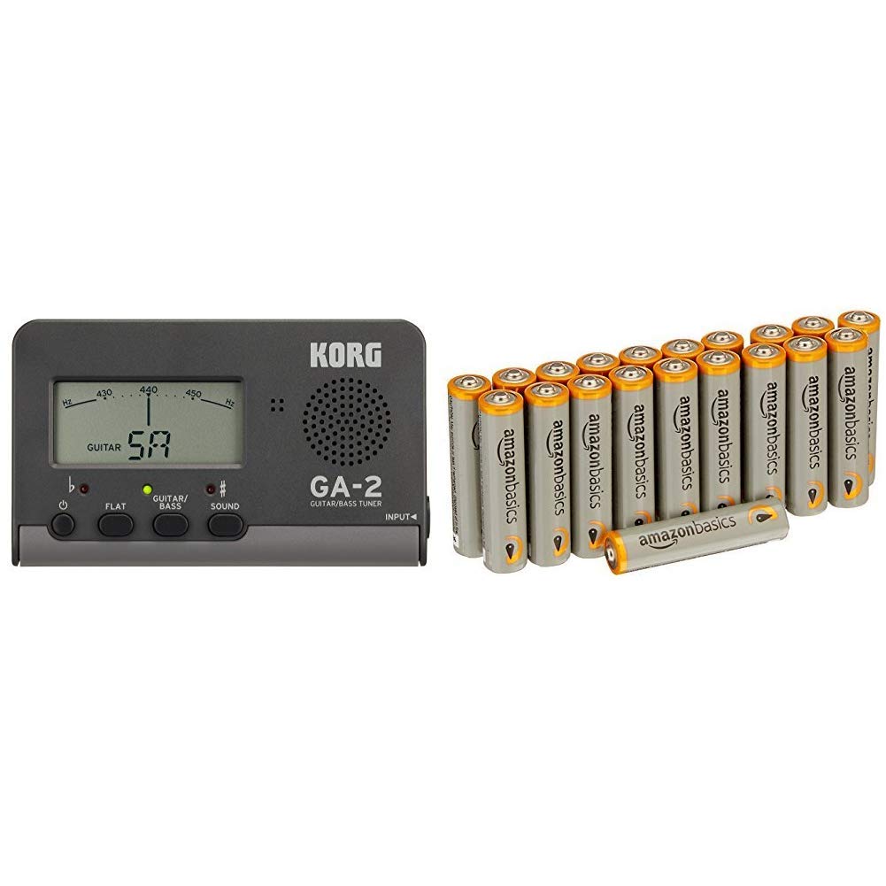 Korg GA-2 Digital Tuner for Guitar & Bass with Amazon Basics Batteries