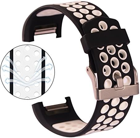 Fitbit Charge 2 Bands,Two-Tone Adjustable Replacement Sport Strap Bands for Fitbit Charge 2 Smartwatch Fitness Wristband (Black-White)