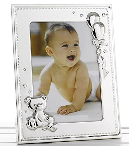New Baby Silver Photo Frame with Teddy and Balloons for 5" x 7" Photo - 51357