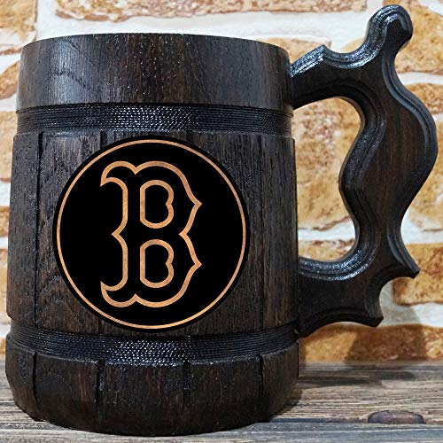 Boston Red Sox Beer Mug, Baseball Wooden Beer Stein, Sport Gift, Personalized Beer Stein, Boston Red Sox Tankard, Custom Gift for Men, Gift for Him