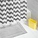 iDesign Fabric Chevron Shower Curtain for Master, Guest, Kids', College Dorm Bathroom, Standard, Gray and Yellow