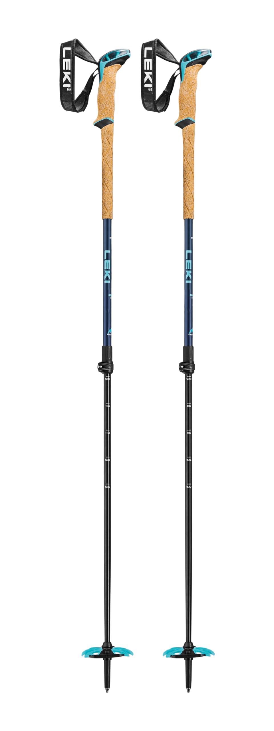 LEKI Bernina Lite 2 Ski Poles, Denim Blue-Midnight Blue-Mint, 100-135 cm