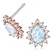 OPALBEST October Birthstone Rose Gold Teardrop Opal Stud Earrings With Halo Cubic Zirconia(cz) For Her
