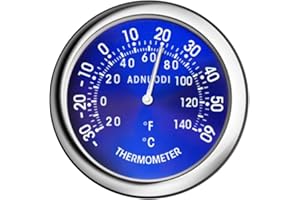 BERFI LIFE Car Thermometer Blue, 38mm Car Thermometer Luminous Temperature Universal Gauge Vehicle Dashboard Decoration Ornament for Air Conditioner Vent