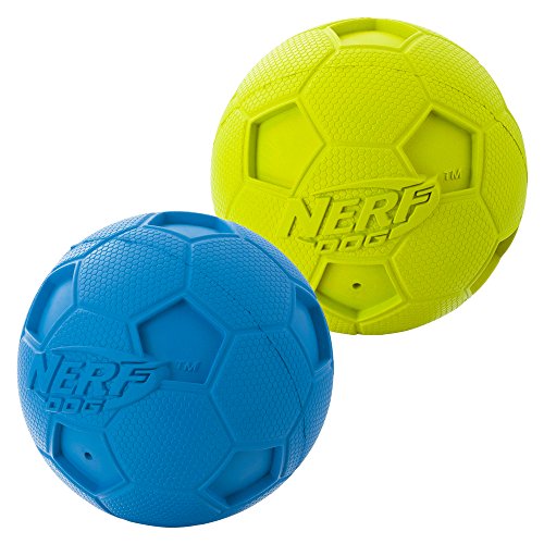Nerf Dog Soccer Ball Dog Toy with Interactive Squeaker, Lightweight