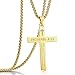 ADoor Stainless Steel Cross Pendant Necklaces for Men or Women Bible Verse Pendant Chain 24 Inch Gold