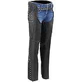 Milwaukee Leather Women's Black Lightweight Premium Goat Skin Leather Motorcycle Chaps w/Accent Lacing -MLL6535