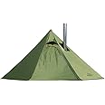 PRESELF 3 Person Lightweight Tipi Hot Tent with Fire Retardant Flue Pipes Window Teepee Tents for Family Team Outdoor Backpacking Camping Hiking