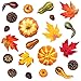 Whaline Thanksgiving Artificial Harvest Pumpkins, Maple Leaves, Gourd, Pine Cones and Acorns Set for Autumn, Fall and Halloween Home Table Decoration, 31 Pieces