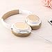 BENWIS Over Ear Headphones with Microphones Lightweight Foldable Hi-Fi Stereo Wired Headsets for Computer Cell Phones MP3, Gold