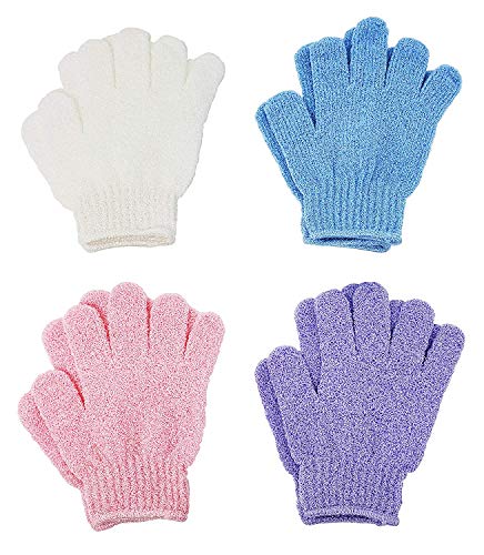 4 Pairs Exfoliating Gloves - Premium Scrub Wash Mitt for Shower,Spa,Massage and Body Scrubs - Spa Exfoliation Accessories For Men and Women