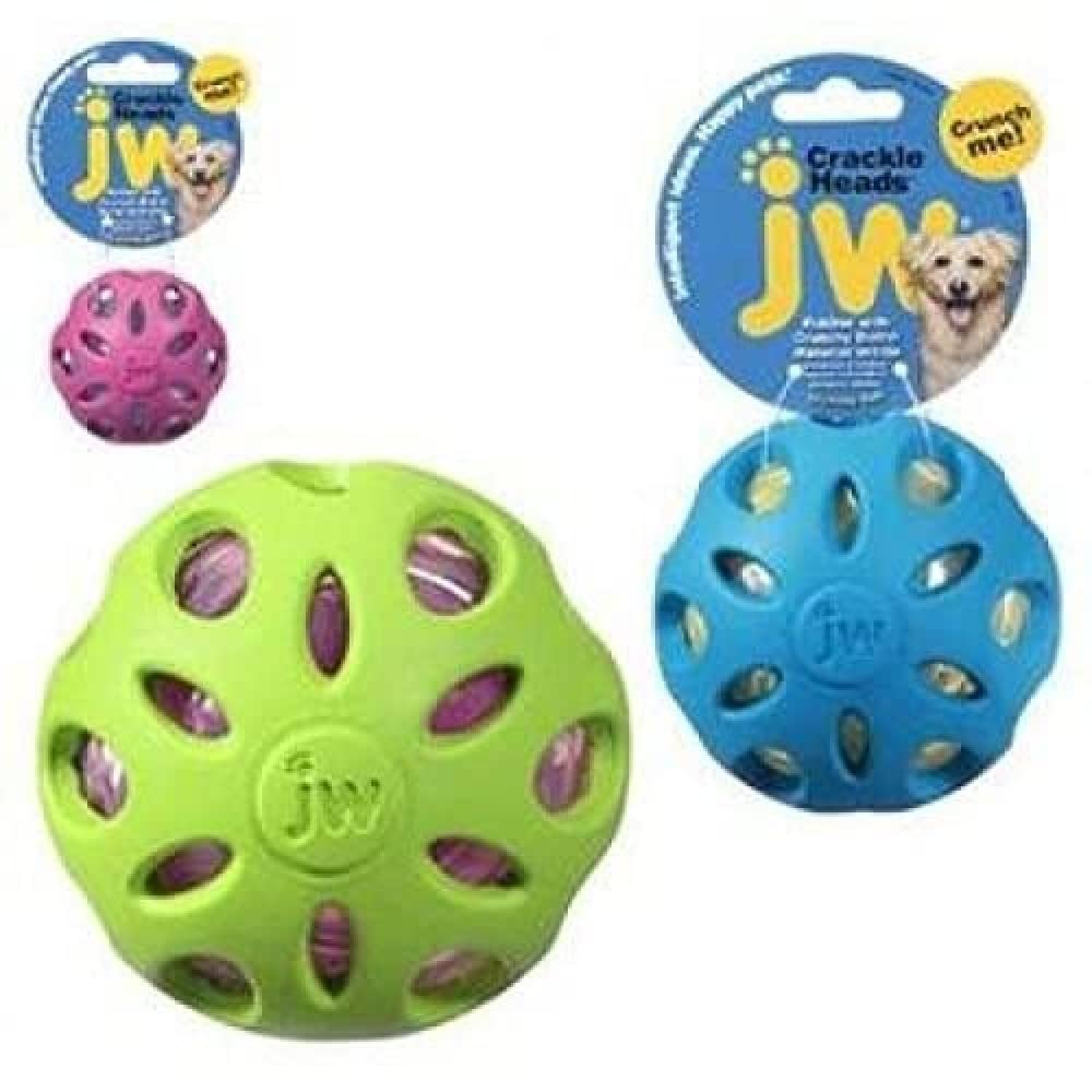 JW Crackle Heads Crunchy Ball Water Bottle Sound Durable Rubber Crunch Toy - Large - 10cm