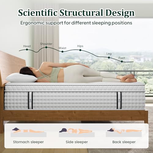 BedStory Full Size Mattress 10 Inch, Firm Hybrid Double Matelas in a Box, Individual Pocket Springs for Back & Lumbar Support, Fiberglass Free
