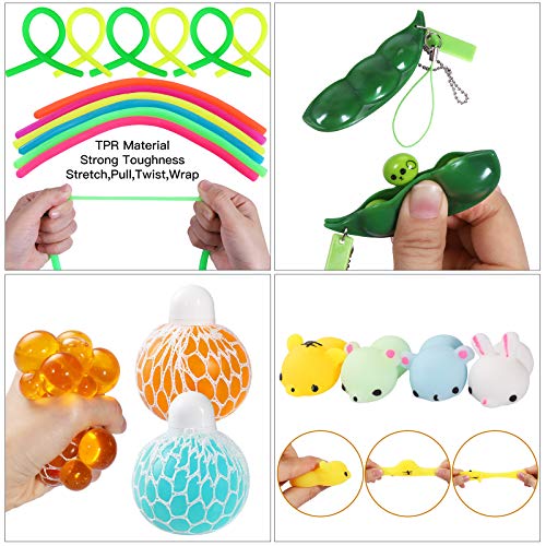 Max Fun 36 Pack Sensory Fidget Toys Set Bundle Stress Relief Anti-Anxiety Tools Toys for Kids Adult Children Figetget Toys Set Autistic ADHD Fidgets Box, Squeeze Ball Bean Marble Mesh Wacky Track