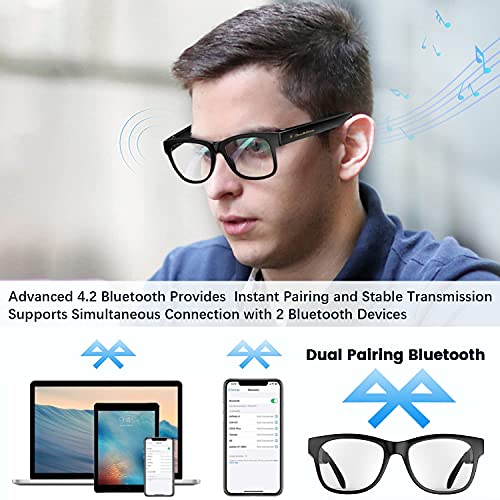 QZTELECTRONIC Bone Conduction Glasses, OpenEar Headphones Bluetooth