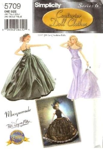 Simplicity 5709 15.5-Inch Fashion Doll Clothes / Masquerade Ball