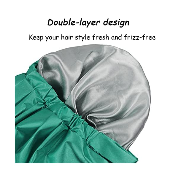 Double-Layer-Large-Shower-Caps-Bowknot-Bath-Hair-Cap-Reusable-Waterproof-Ribbon-Turban-Sleep-Cap-Adjustable-Bath-Cap-with-Elastic-Band-for-Women-Girls-Spa-Beauty-Hair-Care-Home-Travel-Use-Dark-Green Double Layer Large Shower Caps Bowknot Bath Hair Cap Reusable Waterproof Ribbon Turban Sleep Cap Adjustable Bath Cap…