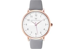 Wristology 29 Styles Maxi Numbers Watch Leather Band - Interchangeable Genuine Leather Strap - Large Easy to Read Nurse Watch with Second Hand for Women, Men, Nurses, Teachers, Olivia