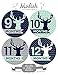 Modish Labels, 12 Monthly Baby Stickers, Baby Boy, Woodland, Deer, Antlers, Chevron, Mint, Navy Blue, Gray, Grey, Baby Month Stickers, Baby Book Keepsake, Photo Prop, Baby Shower Gift