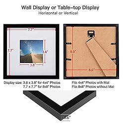 KINLINK 8x8 Picture Frames Black, Square Photo