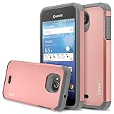 Kyocera Hydro Air, Kyocera Hydro Wave Case, RANZ Grey with Rose Gold Hard Impact Dual Layer Shockproof Bumper Case For Kyocera Hydro Wave C6740