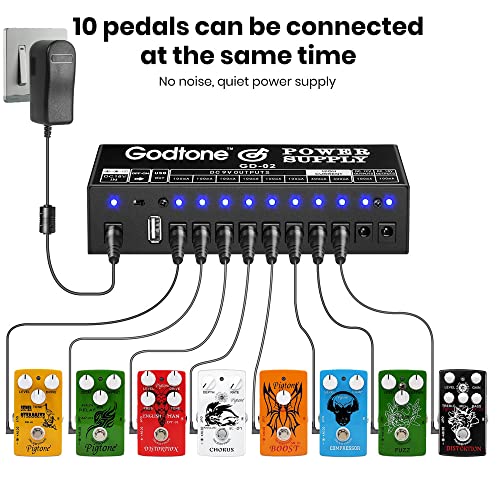 Guitar Pedal 10 DC Outputs for 9V 12V 18V Effect Pedal Power Supply