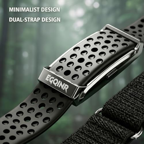 EGQINR Smart Bracelet for Men Women, 9mm Ultra-Thin Fitness Tracker with 24/7 Heart Rate, SpO2, Blood Pressure & Sleep Monitor, 170+ Sports Modes, Vibration Alerts, Dual Straps (Silicone & Nylon)
