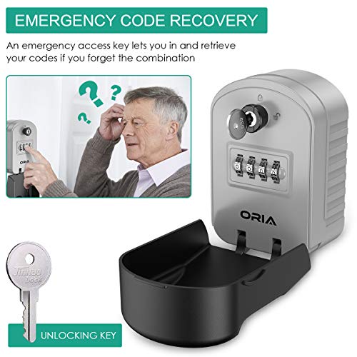 ORIA Combination Safe Lock Box, 4 Digit Key Storage Lock Box, Wall