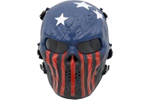 Fanjin Tactical Mask Skull Full Face Masks, Airsoft Mask, for Halloween Cosplay Party CS Survival Games Shooting