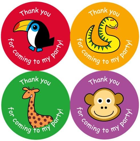 Jungle Animals - Thank you for coming to my party! - pack of 30 1.5 inch stickers