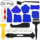Angela&Alex Caulking Tool Kits 20 PCS Caulk Remover Silicone Grout Scraper Sealant Finishing Tool Nozzle Caulk Caps Replaceable Pads Black Yellow Cleaning Brushes for Bathroom Kitchen