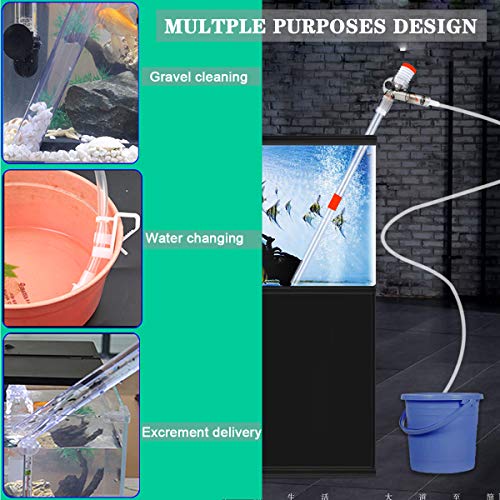 COODIA Gravel Vacuum Sand Cleaner Water Changer for Aquarium Fish Tank, Tube Extendable Water Changing Siphon (M)