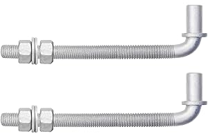 ADLMPW [Pack of 2] 8" J-Bolt Chain Link Fence Gate Hinge, Galvanized Steel J-Bolt Post Hinge with 5/8" Male Hinge Pin, Nuts & Washers Included.