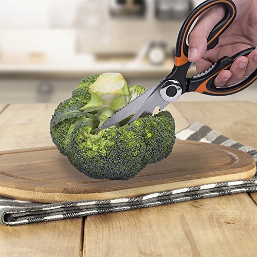 Kitchen Shears, Beyetori Heavy Duty Scissors Dishwasher Safe Ultra Sharp Multipurpose (orange)