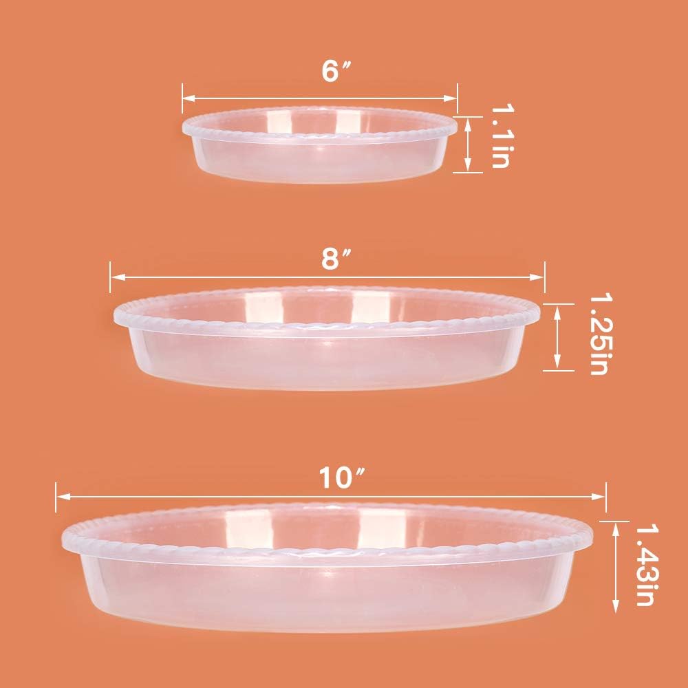 Alotpower Plant Saucer, 18 Pack Clear Plastic Plant Saucer Drip Trays Durable Flower Plant Pot Saucer for Indoor and Outdoor Plants (3 Size, 6/8/10 Inch) : Garden & Outdoor