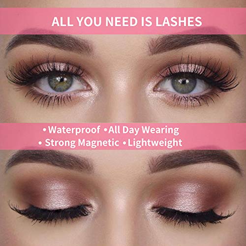 Magnetic Eyeliner and Lashes Kit,5 Magnets Reusable False Eyelashes Set,Dramatic Look Fluffy False Lashes Kit for Eyelashes Extensions,2 Pairs of 2 Different Styles Fake Eyelashes