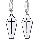 coadipress Gothic Retro Coffin Cross Earrings for Women Punk Style Funny Creative Coffin Hoop Earrings Exaggerated Alternative Personality Skull Coffin Earrings Halloween Casket Jewelry