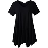 LARACE Plus Size Tops for Womens Summer Clothes Short Sleeve Shirts Casual V Neck Tunic Asymmetrical Blouses