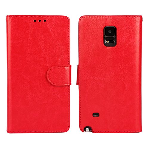 Note 4 Case, Cavor Crazy Horse Pattern PU Leather Wallet Case [Card Slot] Flip Kickstand TPU Silicone Soft Cover for Samsung Galaxy Note 4 (Red)