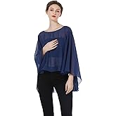 BEAUZSUZSANA Women Poncho Cape High Low Chiffon Shawls Wraps Scarves Capelets for Evening Dress Bridal Wedding Party