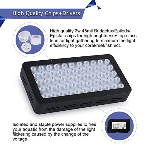 Roleadro LED Aquarium Light, Dimmable Coral Reef Led Light 165W for Fish Tank, Full Spectrum Coral Reef Grow Light Suitable for 55-75 Gallon Freshwater and Saltwater Galaxyhydro