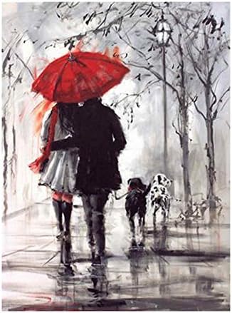 JUIOKK Square Diamond Painting 5D DIY Rhinestone Cross Stitch Embroidery Kit For Home Wall Decoration,Red Umbrella