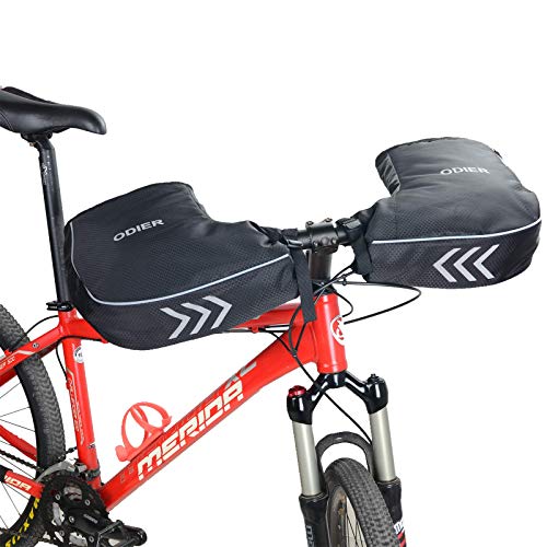 ODIER Bike Handlebar Mitts Fleece Liner Winter Fat Bike Mittens Extreme Cold Weather MTB Bicycle Commuter Bike Pogies Waterproof