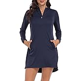 HDE Beach Coverups for Women UPF 50 Long Sleeve Swim Cover Up Dress with Hood Quick Dry Sun Protection Tunic with Pockets